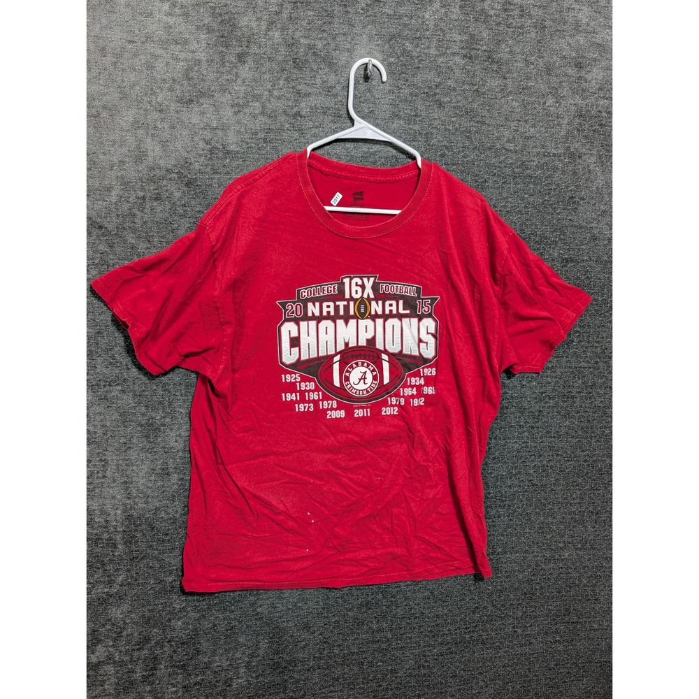 Alabama Crimson Tide 16X National Champions Football T-Shirt Red Hanes XL